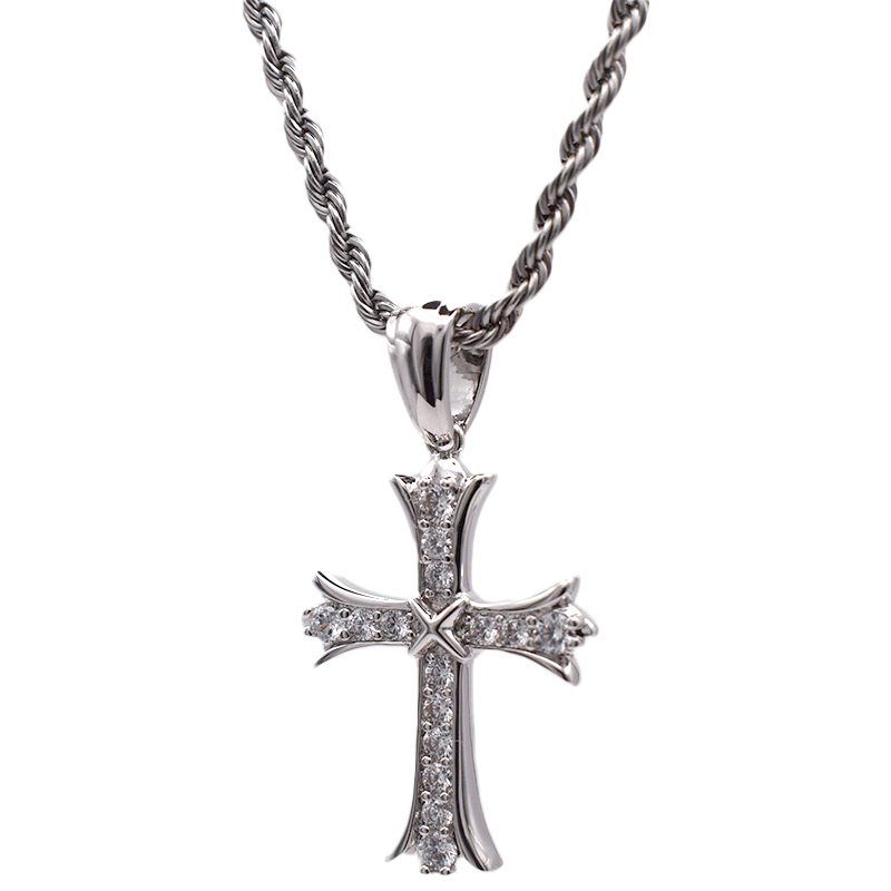 ICED CROSS (WHITE GOLD)