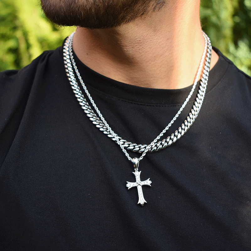 ICED CROSS (WHITE GOLD)